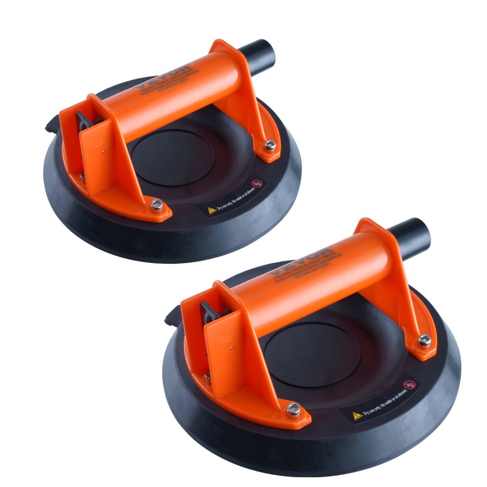 VEVOR Glass Suction Cup, 8" 2 Pack 615 lbs Load Capacity, Vacuum Suction Cup with ABS Handle and Carry Box, Heavy Duty Industrial Suction Cup Lifter Tool for Glass, Granite, Tile, Metal, Wood Lifting