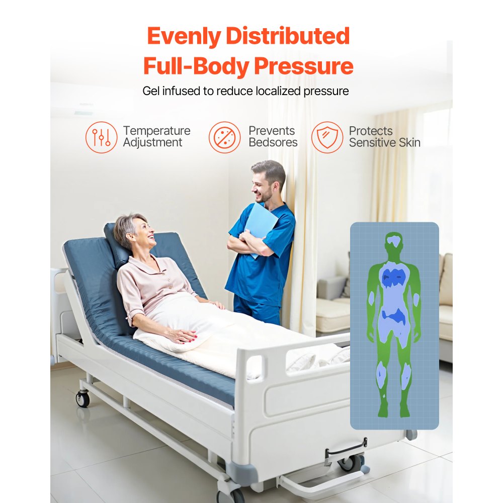 VEVOR Hospital Bed Mattress, 300 lbs Load, Long Term Care Pressure Redistribution Medical-Grade Dual Layer Foam Mattress, Waterproof for Bedsore Treatment Nursing Homes and Home Care, 34 x 76 x 3.5 in