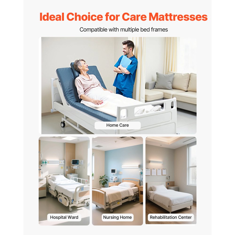 VEVOR Hospital Bed Mattress, 300 lbs Load, Long Term Care Pressure Redistribution Medical-Grade Dual Layer Foam Mattress, Waterproof for Bedsore Treatment Nursing Homes and Home Care, 34 x 76 x 3.5 in