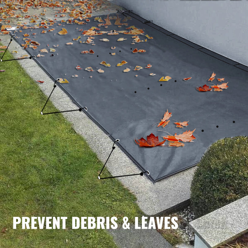 VEVOR Pool Safety Cover Fits 10.5x18.6ft Rectangle Inground Pools, Safety Pool Cover with Drainage Holes, Mesh Pool Cover for Swimming Pool, PVC Winter Safety Cover, Dark Grey