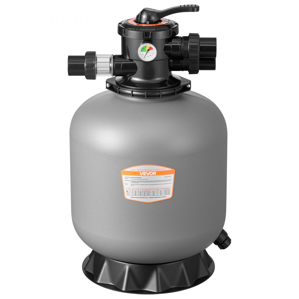 VEVOR Sand Filter, 18-Inch, 40 GPM Above Inground Swimming Pool Sand Filter System, with 7-Way Multi-Port Valve, Backwash, Rinse, Recirculate, Waste, Winter, Closed Modes, for Above In Ground Pools