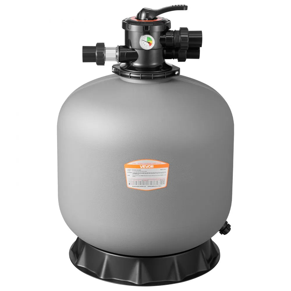VEVOR Sand Filter, 24-Inch, 65 GPM Above Inground Swimming Pool Sand Filter System, with 7-Way Multi-Port Valve, Backwash, Rinse, Recirculate, Waste, Winter, Closed Modes, for Above In Ground Pools