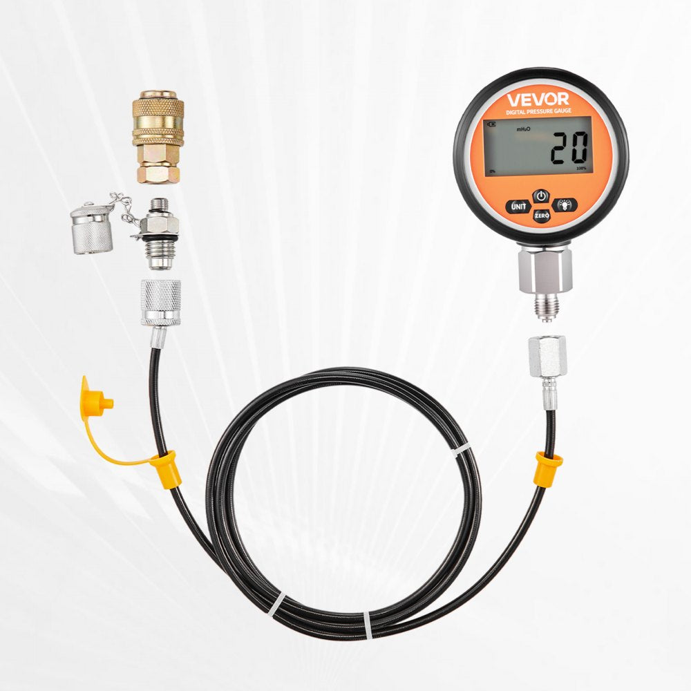 VEVOR Digital Hydraulic Pressure Test Coupling Kit, 10000 PSI Pressure Gauge Manometer Tester with 1 Gauge, 1 Test Coupling, 1 Quick-Release Coupler, and 1 Hose for Excavator Construction Machinery