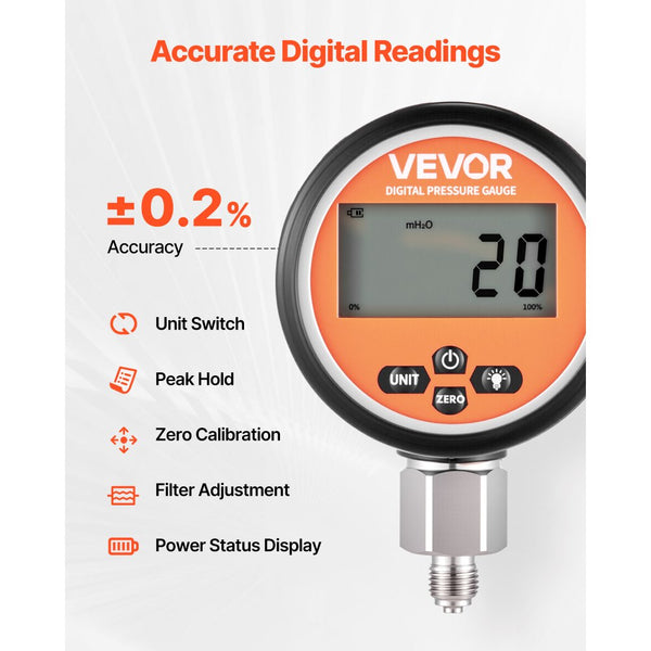 Vevor Hydraulic Pressure Test Kit Digital 10000 PSI Dual Gauge Couplin ...