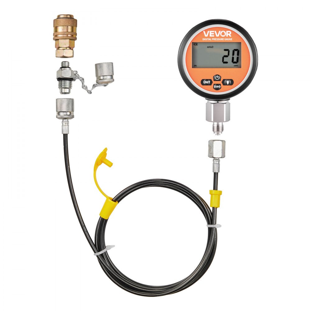 VEVOR Digital Hydraulic Pressure Test Coupling Kit, 10000 PSI Pressure Gauge Manometer Tester with 2 Gauges, 9 Test Couplings, 2 Quick-Release Couplers, 2 Hoses for Excavator Construction Machinery