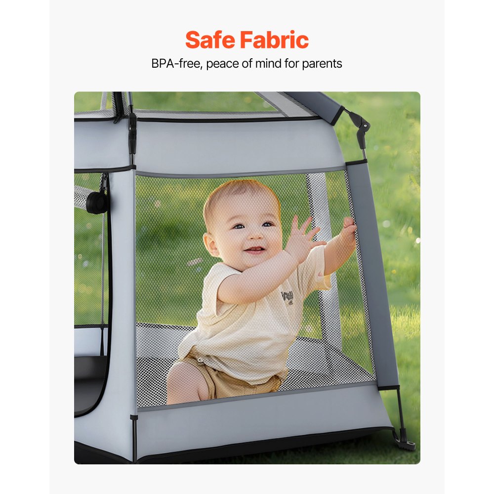 VEVOR Baby Playpen, Pop Up Toddler Playpen with Canopy, Indoor & Outdoor Portable Play Yard for Babies Toddlers with UPF 50+ Sunshades & Travel Bag for Home Park Beach, Foldable and Lightweight