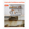 VEVOR 30" x 24" Stainless Steel Backsplash for Stove, Ultra Flat Splatter Guard with Storage Shelf & Hanging Rack, Wall Shield Range Hood Panel, Easy Clean, Pre-Drilled Holes for Easy Installation