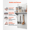 VEVOR 36" x 30" Stainless Steel Backsplash for Stove, Ultra Flat Splatter Guard with Storage Shelf & Hanging Rack, Wall Shield Range Hood Panel, Easy Clean, Pre-Drilled Holes for Easy Installation