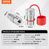 VEVOR 1/2" Flat Face Hydraulic Couplers, 1/2" NPT Skid Steer Hydraulic Quick Connect Couplers with 4 Dust Caps (ISO16028)