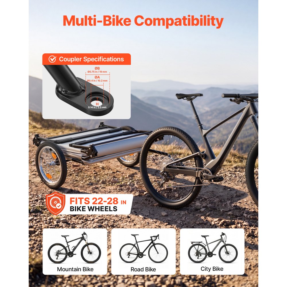 Vevor Bike Camper Trailer Tent Folding Bicycle Wagon New – FactoryPure
