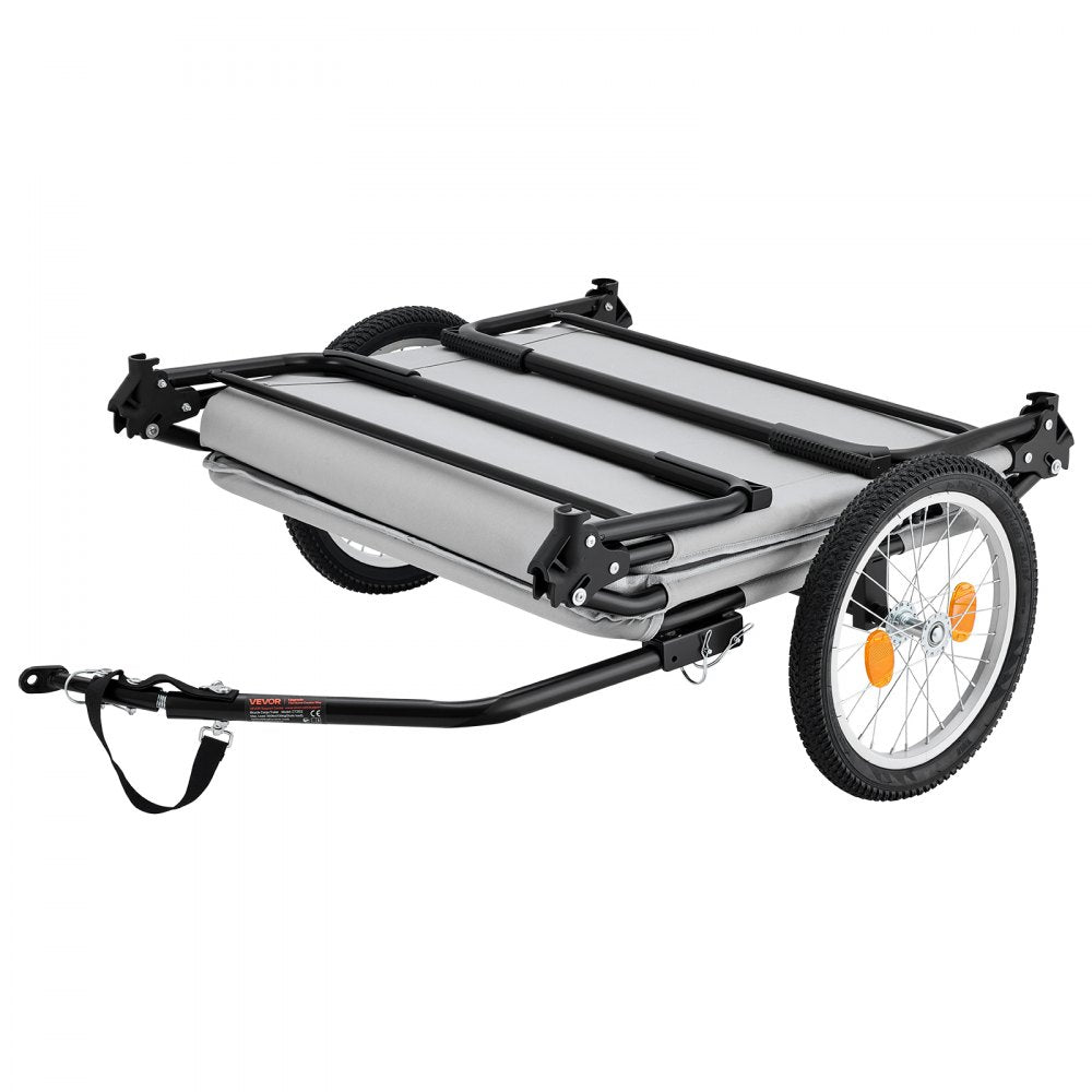 VEVOR Bike Camper Trailer Tent 300 lbs Static Load Folding Bicycle Wagon, with 16-Inch Wheels, PU2000 Coating, Carbon Steel Frame, Quick Setup, Fits 22-28 in Wheels, for Off-Road Bike Camping & Cargo