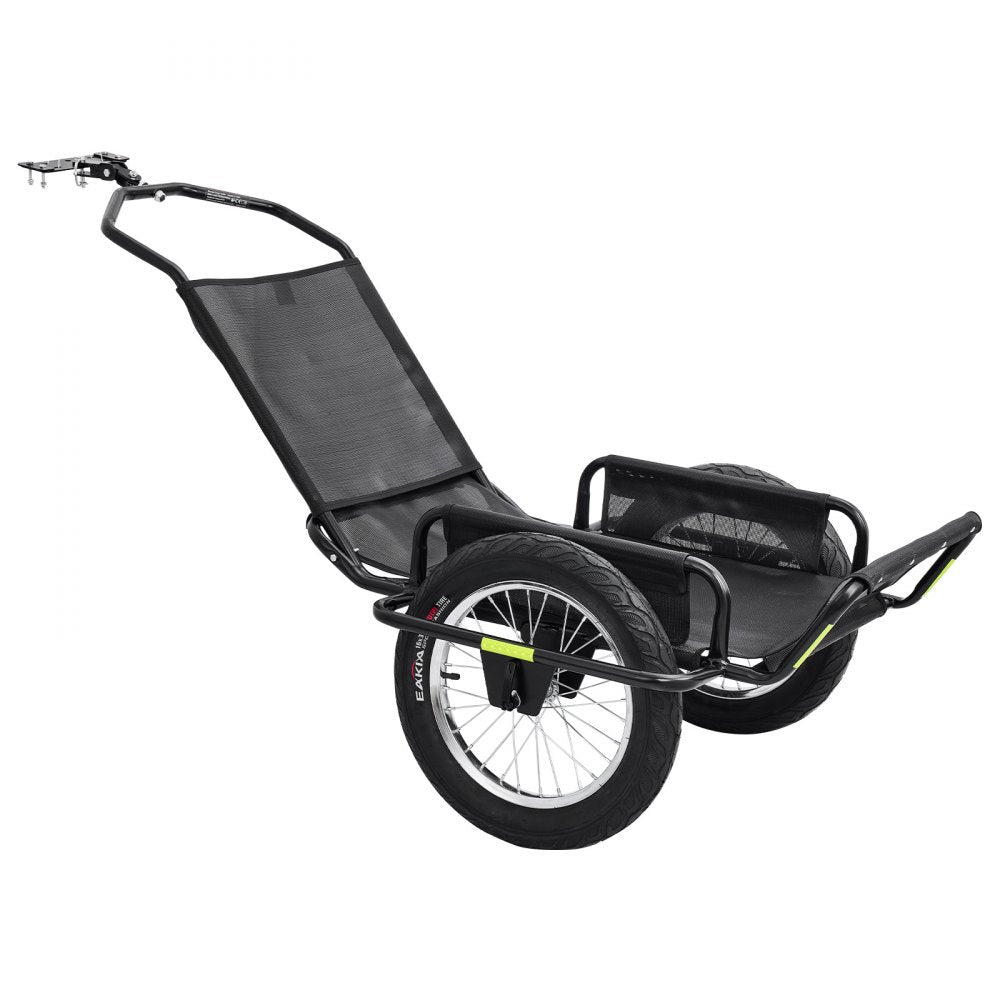 VEVOR Bike Cargo Trailer 320 lbs Load Heavy-Duty Bicycle Game Cart Foldable, All-Purpose Utility Trailer with 16-Inch Wheels for Any Terrain, Off-Road, Carbon Steel Frame, Fits 22-28 in Bike Wheels