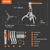 VEVOR Hydraulic Gear Puller, 5 Ton Max Capacity Wheel Bearing Pulling Separator, 2 or 3 Jaws Puller, Vertically and Horizontally, 8" Jaw Hydraulic Puller with Case for Pulling Hubs