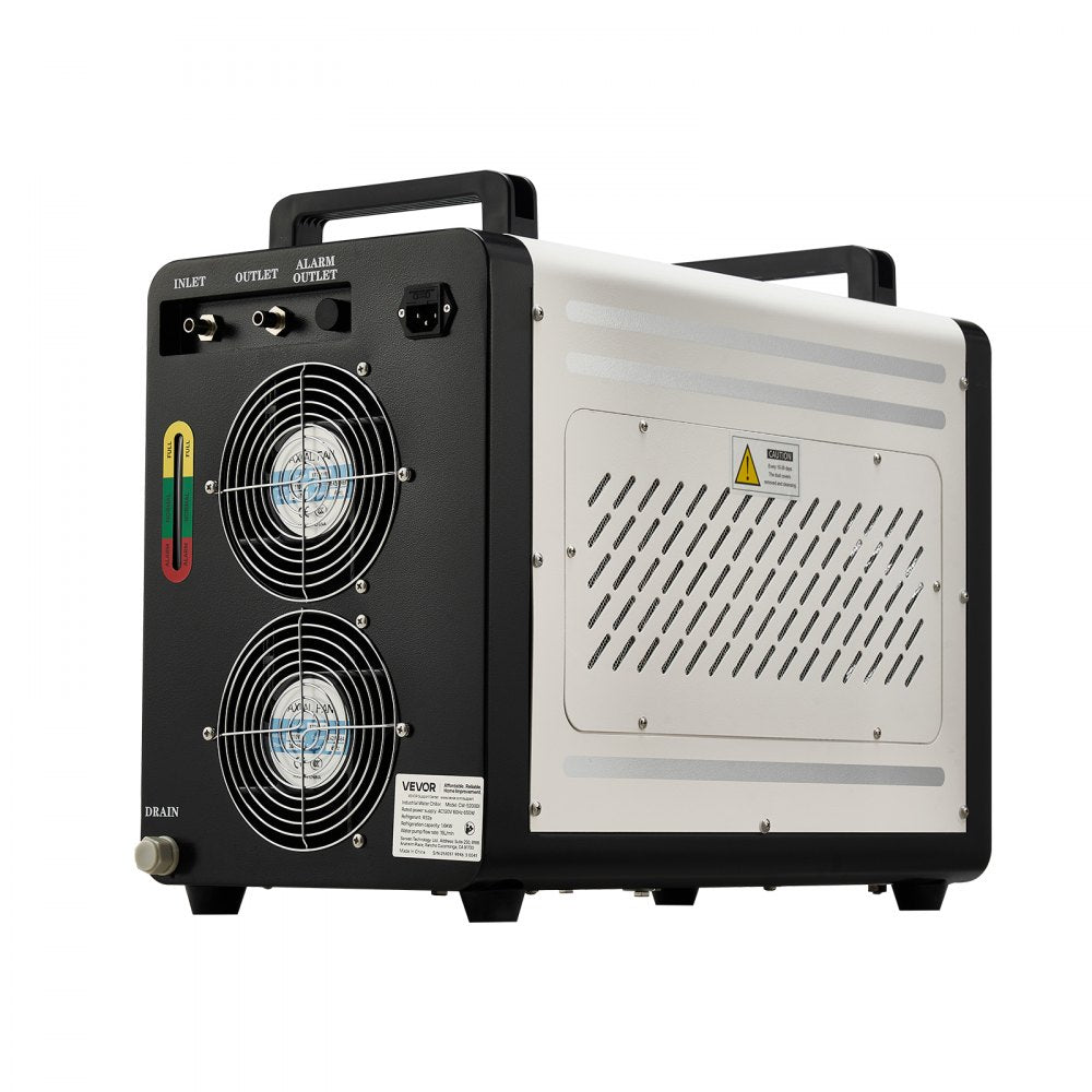 VEVOR Industrial Water Chiller, 5460 BTU/h, Industrial Water Cooler Cooling System with Compressor, 4.2 GPM Max Flow, 1.8  Gal Tank Capacity, Laser Chiller, for CO2 Laser Engraving & Cutting Machine
