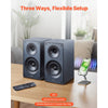 VEVOR Powered Bookshelf Speakers, 25W x 2, Active Studio Monitor Speaker with 5.25 Inch Woofer, Bluetooth/RCA/Coaxial/Optical/USB/Subwoofer Connection, Wooden Enclosure, for Record Player Turntable PC