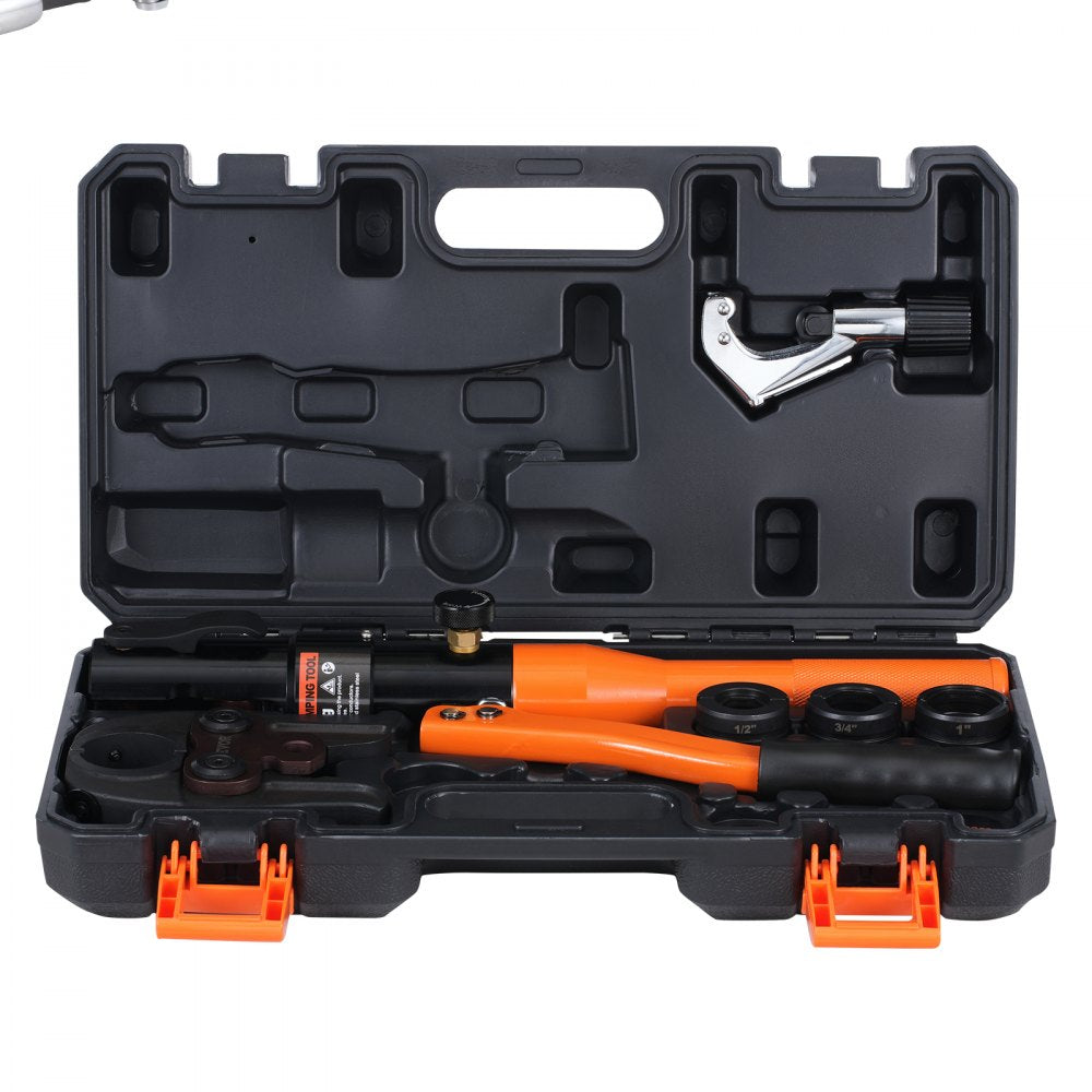 VEVOR Copper Pipe Crimping Tool, Hydraulic Driven Press Tool with 1/2", 3/4", 1" VUS Jaws, Copper Tube Fittings Pipe Crimpers for Narrow Spaces and Tee Fittings