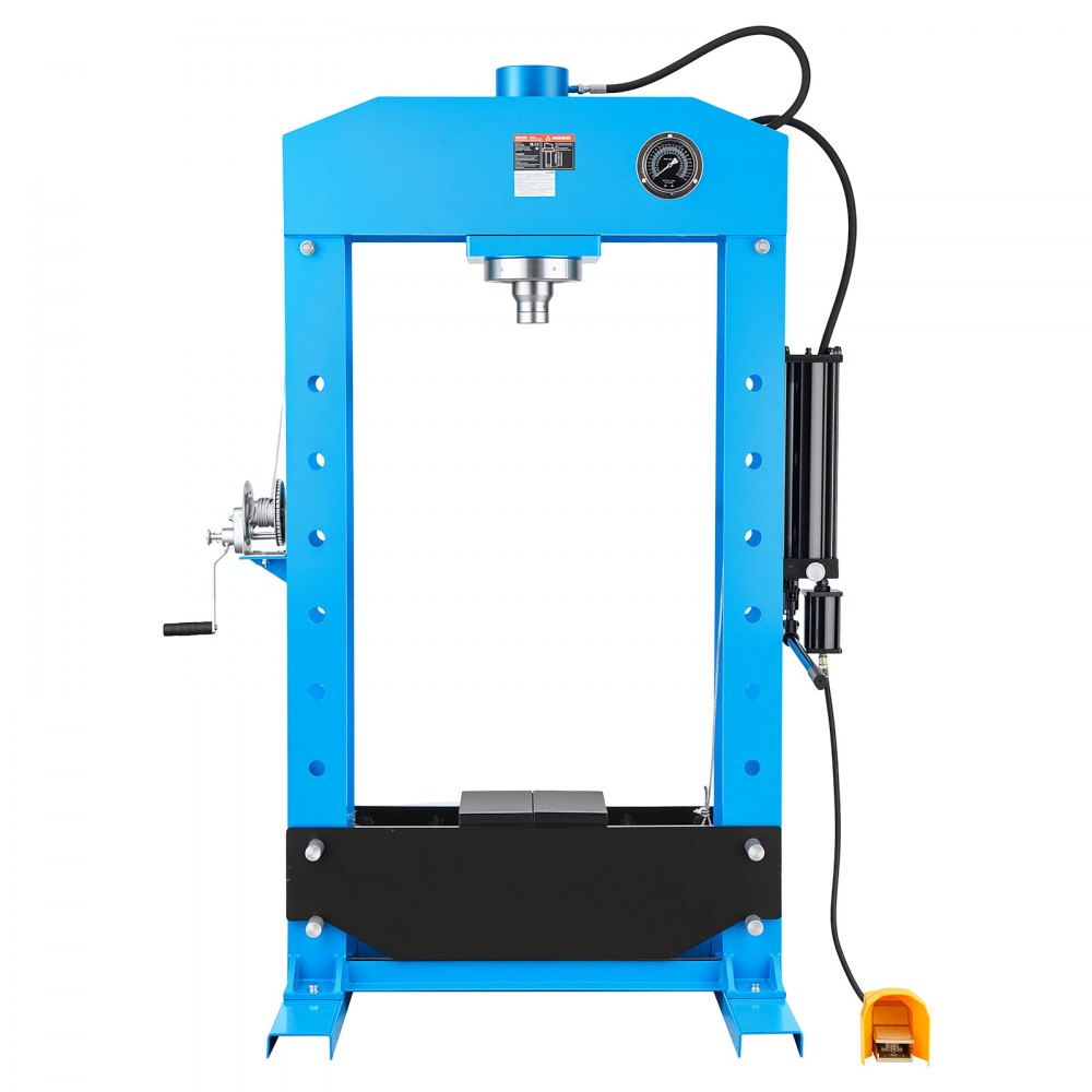 VEVOR 75-Ton Shop Press, Pneumatic/Manual Hydraulic Shop Press with Foot Pedal, Hand Wheel & Pressure Gauge, H-Frame Heavy-Duty Garage Floor Adjustable Shop Press for Bending, Straightening, Pressing