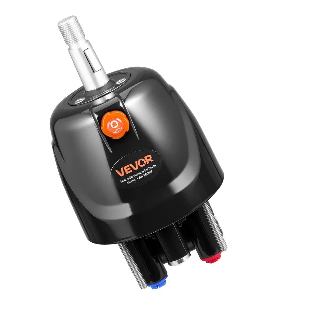 VEVOR Hydraulic Steering Kit, 200 HP, Marine Boat Hydraulic Steering System, with 6.9 MPa/1000 psi Helm Pump, Two-Way Lock Cylinder, and 26ft High-Strength Hoses, for Single Station, Single-Engine Use