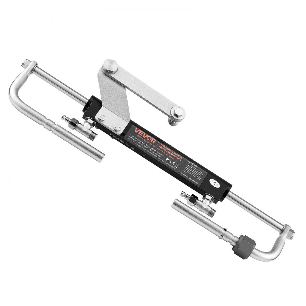 VEVOR Hydraulic Steering Kit, 90 HP, Marine Boat Hydraulic Steering System, with 6.9 MPa/1000 psi Helm Pump, Two-Way Lock Cylinder, and 20 ft High-Strength Hoses, for Single Station, Single-Engine Use