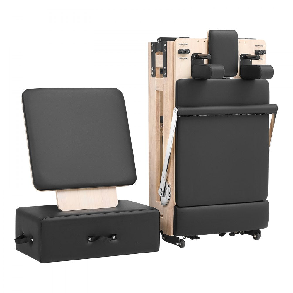 VEVOR Pilates Reformer 91" Foldable Pilates Machine 400 lbs Rubberwood, for Home Use and Gym Workout, with Jump Board, Springs, Sitting Box, and Adjustable Headerest, for Advanced Beginners Users