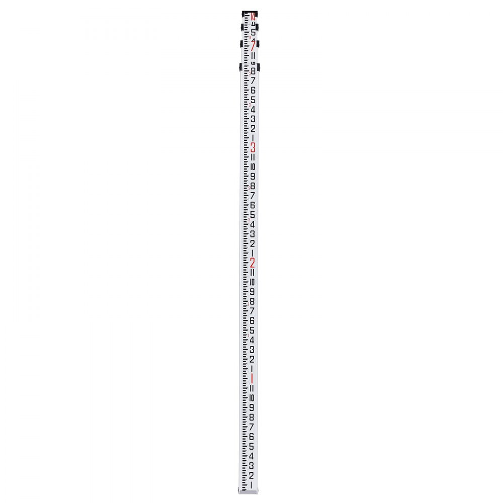 VEVOR Aluminum Grade Rod, 14-Feet/8ths 4 Sections Telescopic Measuring Rod, Double-Sided Scale 1/8in Leveling Rod Stick, Aluminum Alloy Survey Rod w/ Bubble Level &Carrying Bag for Houses,Walls,Floors