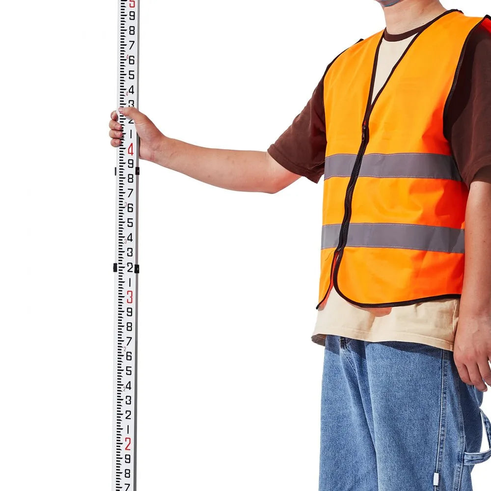 VEVOR Aluminum Grade Rod, 9-Feet/8ths 3 Sections Telescopic Measuring Rod, Double-Sided Scale 1/8in Leveling Rod Stick,Aluminum Alloy Survey Rod with Bubble Level &Carrying Bag for Houses,Walls,Floors