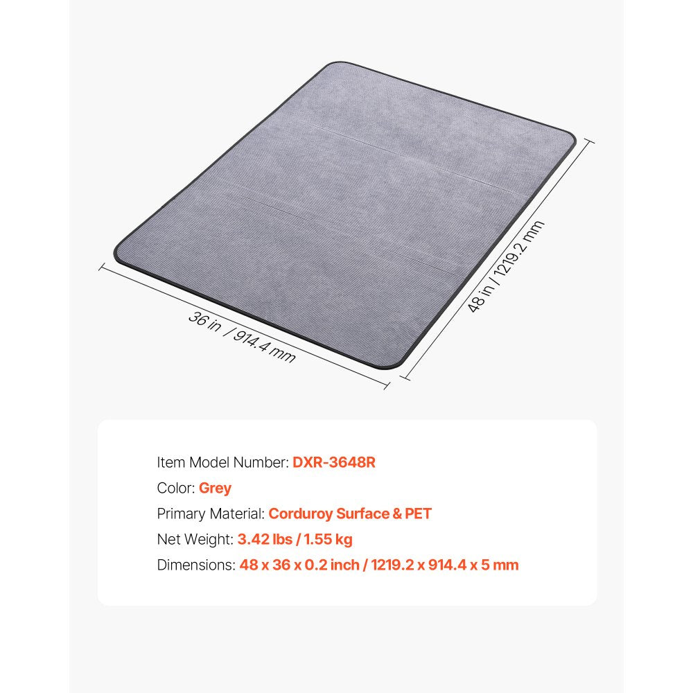 VEVOR Chair Mat, 36 x 48-inch Office Chair Mat for Hard Floors, Floor Protector for Rolling Chairs, Corduroy Surface, Non-Slip & Easy to Clean, Smooth Glide Under Desk Rug for Home Office (Grey)