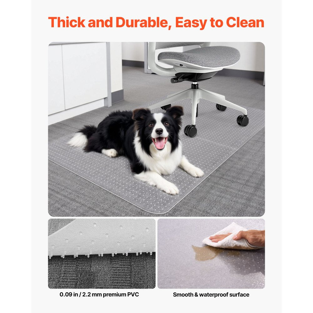 VEVOR Chair Mat, 36 x 48-inch Office Chair Mat for Carpeted Floors, Plastic Floor Protector Rug with Studded, Non-Slip & Easy to Clean, Smooth Glide Under Desk Rug for Home Office (Rectangular)