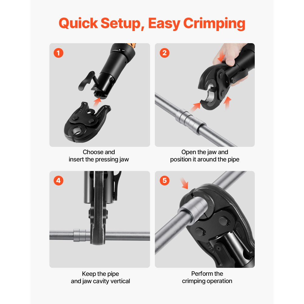VEVOR 1/2" VMP Jaw for 24KN Compact Series Press Tools, 52 HRC Hardened Steel Pressing Jaw - Compatible with MegaPress Carbon Steel Pipes Connections