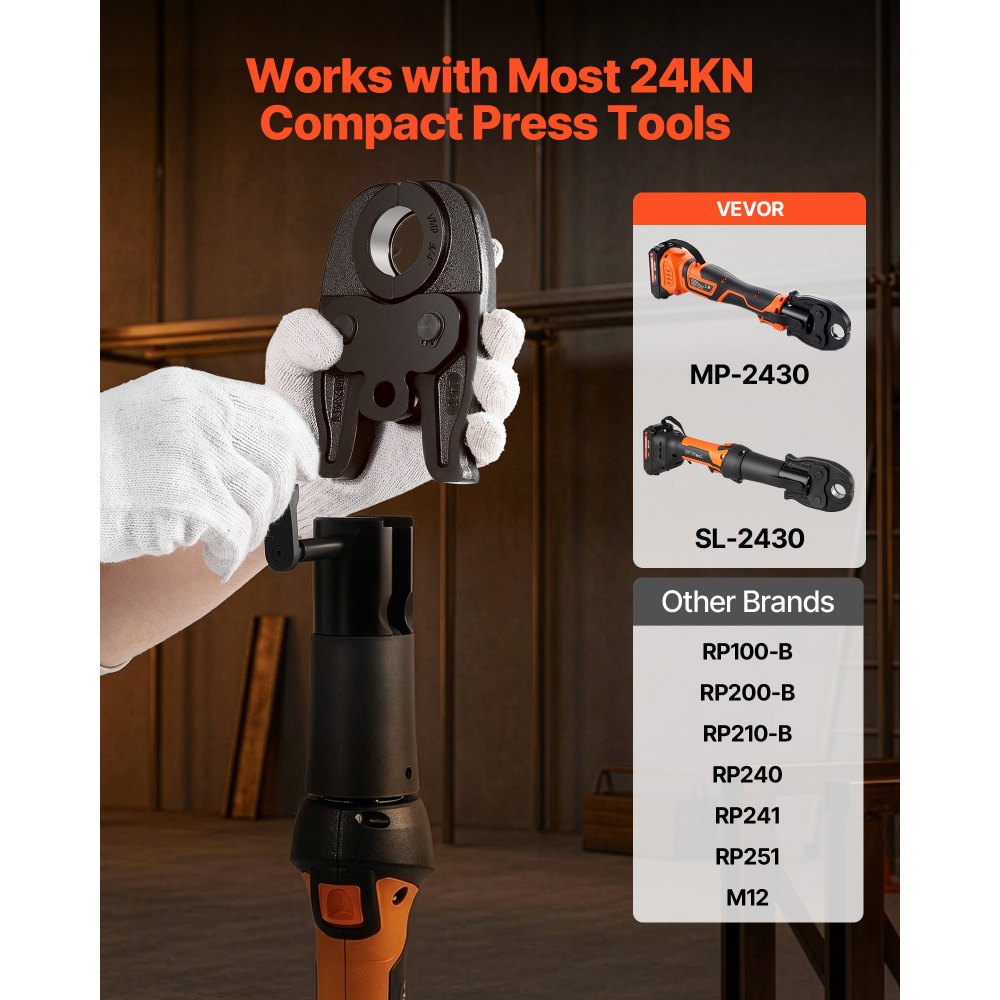 VEVOR 3/4" VMP Jaw for 24KN Compact Series Press Tools, 52 HRC Hardened Steel Pressing Jaw - Compatible with MegaPress Carbon Steel Pipes Connections