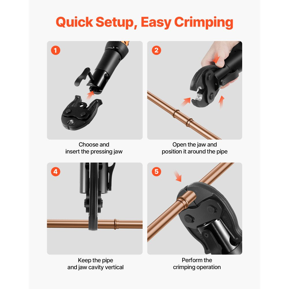 VEVOR 1/2" Press Jaw for 24KN Compact Series Press Tools, 52 HRC Hardened Steel Pressing Jaw - Compatible with ProPress Copper Pipes Connections