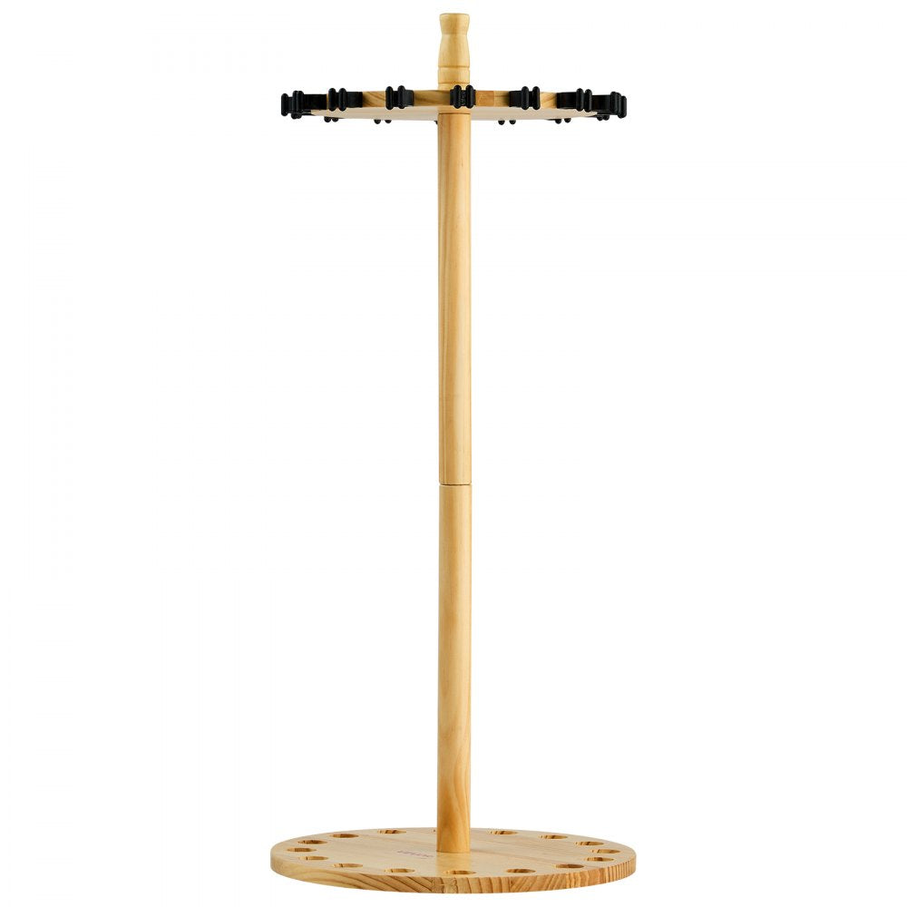 VEVOR Fishing Rod Holders for 16 Fishing Poles, Wood Round Fishing Rods Rack for Garage Organization and Storage, Floor Stand Space-Saving Equipment, for Reels Gear Accessories, Gifts for Men