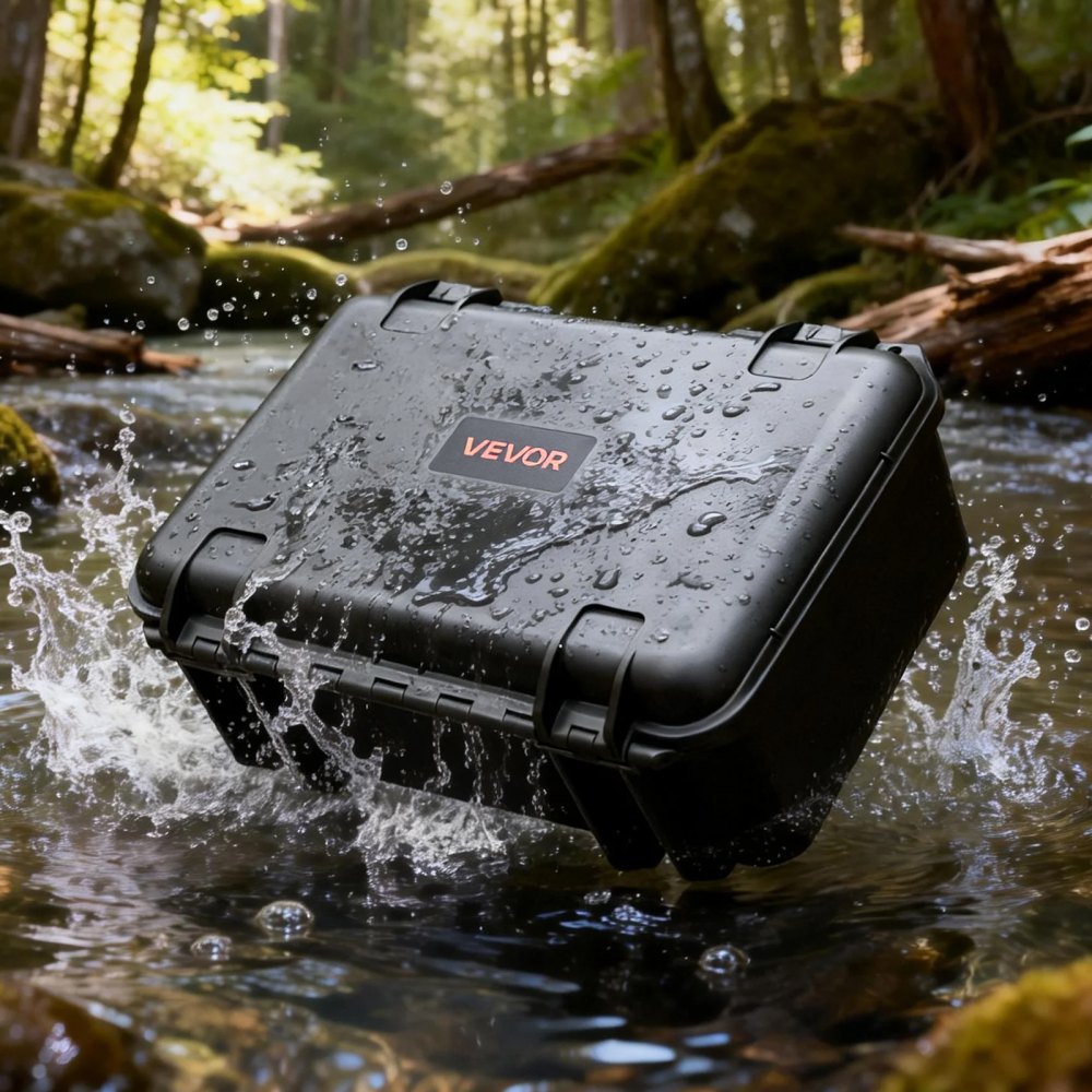 VEVOR Hard Pistol Case, Heavy Duty Hard Gun Case with XPE Foam Lining, Waterproof Pistol Storage Box with Customizable Interior & Handle for Gun, Lenses, Camera, Gear, TSA Compliant, 15.9x12.5x7.5 in