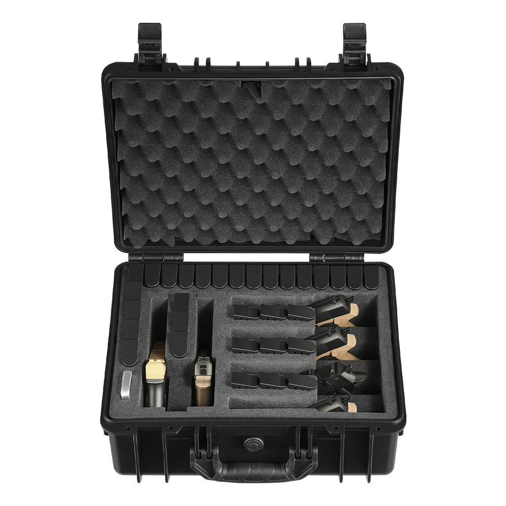 VEVOR Hard Pistol Case, Heavy Duty Hard Gun Case with XPE Foam Interior, Waterproof Pistol Storage Box with Customizable Lining & Handle for Gun, Lenses, Camera, Gear, TSA Compliant, 18.7x12.5x7.5 in