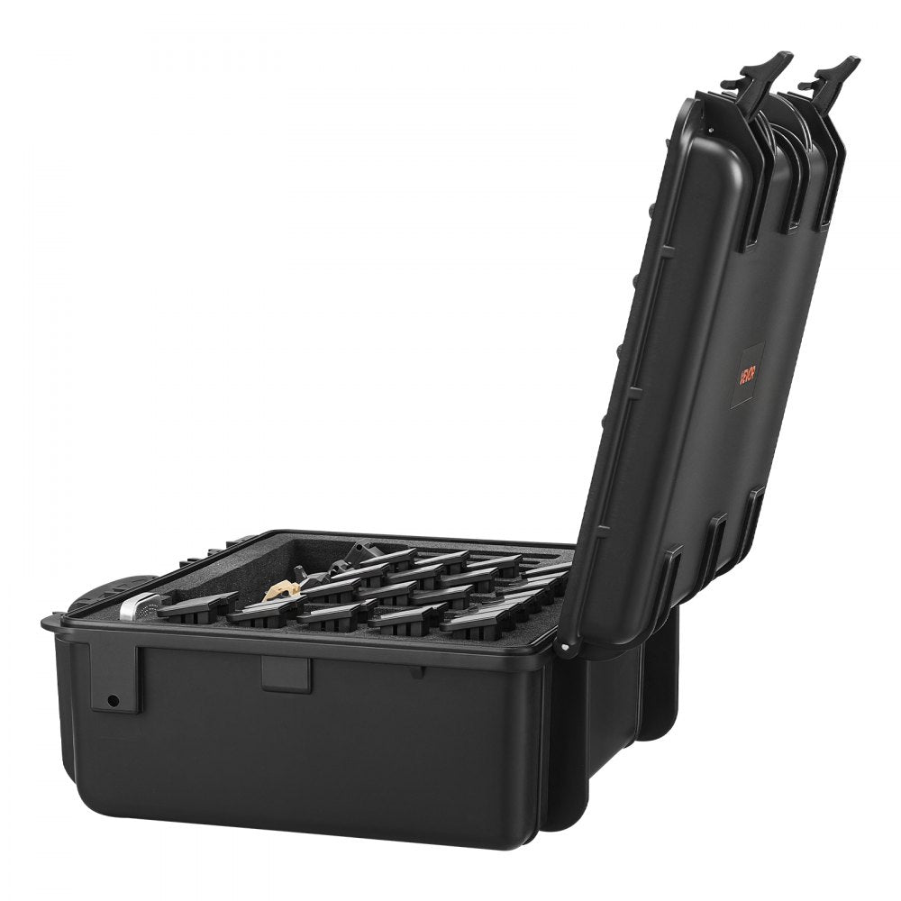VEVOR Hard Pistol Case, Heavy Duty Hard Gun Case with XPE Foam Lining, Waterproof Pistol Storage Box with Customizable Interior & Handle for Gun, Lenses, Camera, Gear, TSA Compliant, 18.7x12.5x7.5 in