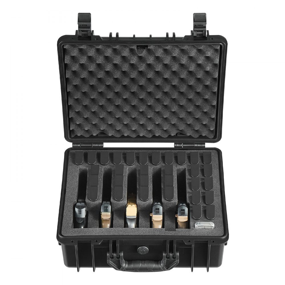 VEVOR Hard Pistol Case, Heavy Duty Hard Gun Case with XPE Foam Lining, Waterproof Pistol Storage Box with Customizable Interior & Handle for Gun, Lenses, Camera, Gear, TSA Compliant, 18.7x12.5x7.5 in