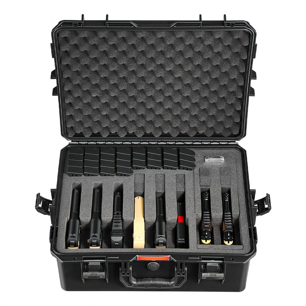 VEVOR Hard Pistol Case, Heavy Duty Hard Gun Case with XPE Foam Lining, Waterproof Pistol Storage Box with Customizable Interior & Handle for Gun, Lenses, Camera, Gear, TSA Compliant, 21.9x17.9x8.8 in