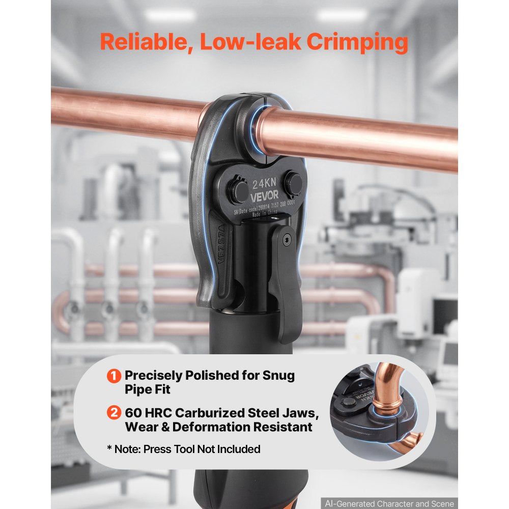 VEVOR 7PCS Pressing Jaws 1/4" to 1-1/8" - Compatible with RLS Copper Pipes, Work with 24KN Compact Series Press Tools for High Pressure HVAC/R Applications, 60 HRC Hardened Steel - with Case