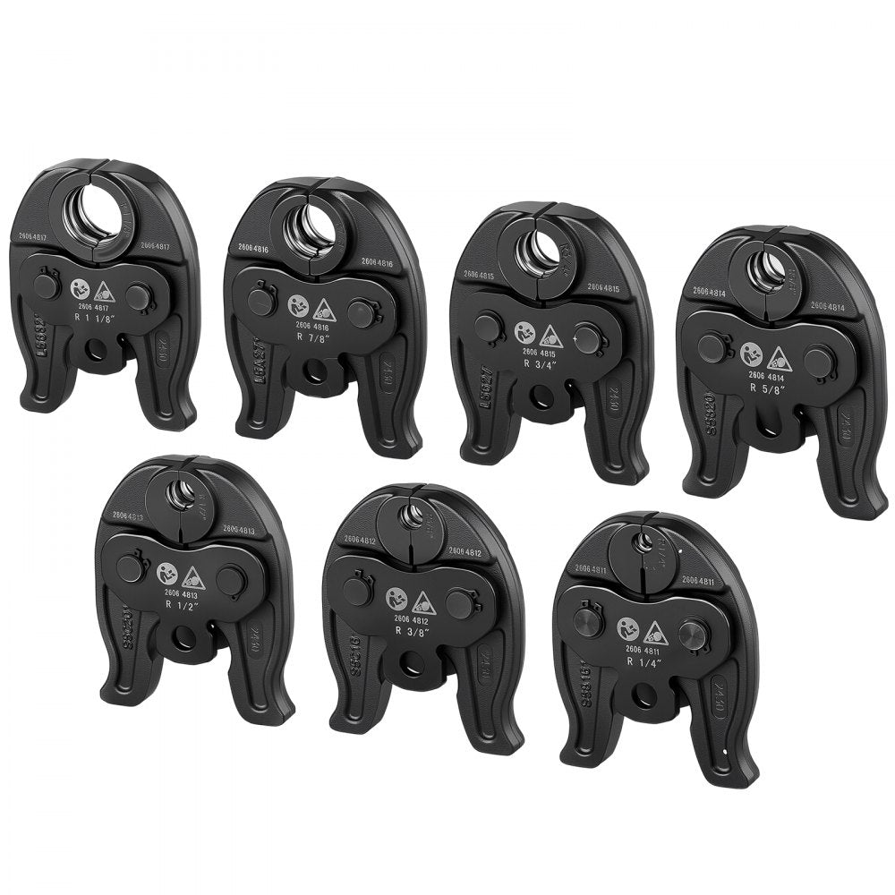 VEVOR 7PCS Pressing Jaws 1/4" to 1-1/8" - Compatible with RLS Copper Pipes, Work with 24KN Compact Series Press Tools for High Pressure HVAC/R Applications, 60 HRC Hardened Steel - with Case