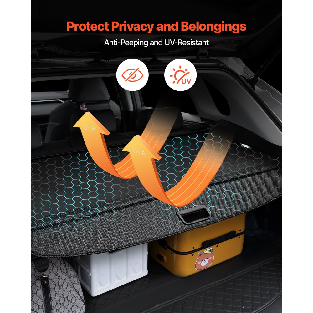 VEVOR Retractable Cargo Cover, Carbon Fiber Texture Trunk Cover, Anti-Peeping Luggage Privacy Shield, Seamless Fixation Shade, Extended Version for GMC Terrain & Chevrolet Equinox 2018-2024 5-Seater