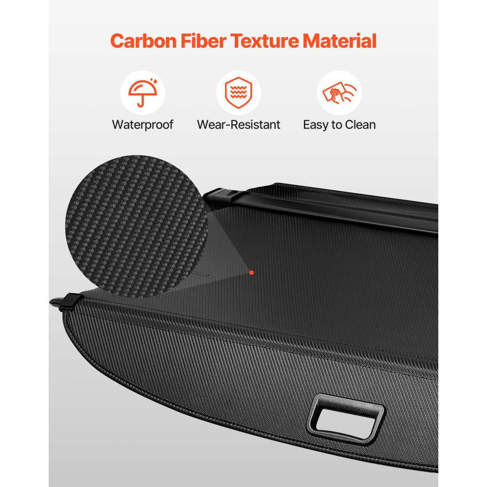 VEVOR Retractable Cargo Cover, Carbon Fiber Texture Trunk Cover, Anti-Peeping Luggage Privacy Shield, Seamless Fixation Shade, Extended Version for GMC Terrain & Chevrolet Equinox 2018-2024 5-Seater