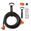 VEVOR 25 ft RV Extension Cord, 50 Amp, Heavy Duty STW RV Power Cord, NEMA 14-50R Female NEMA 14-50P Male Plug, with LED Indicator Handle 15A Adapter, for RVs, trams, generators, campers, ETL Listed