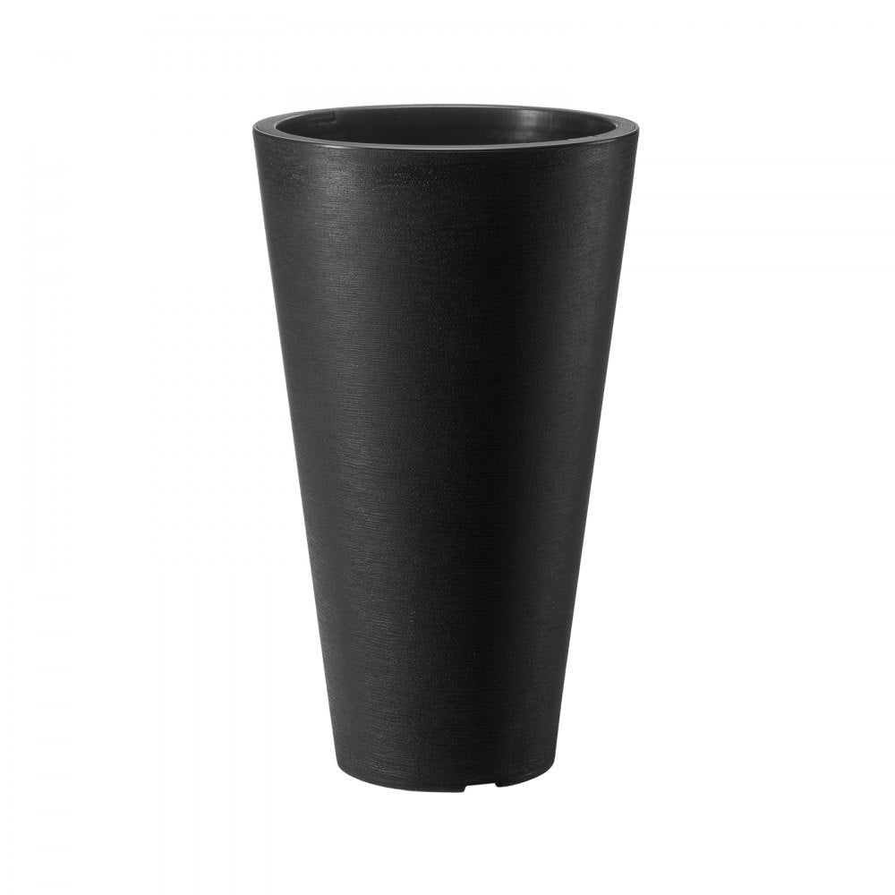 VEVOR Set of 2 Tall Planter For Outdoor Indoor Plants 24inch, Black Round Large Planters For Front Porch, Patio, Tall Taper Flower Tree Plant Pots with Modern Design and Built-in Drainage