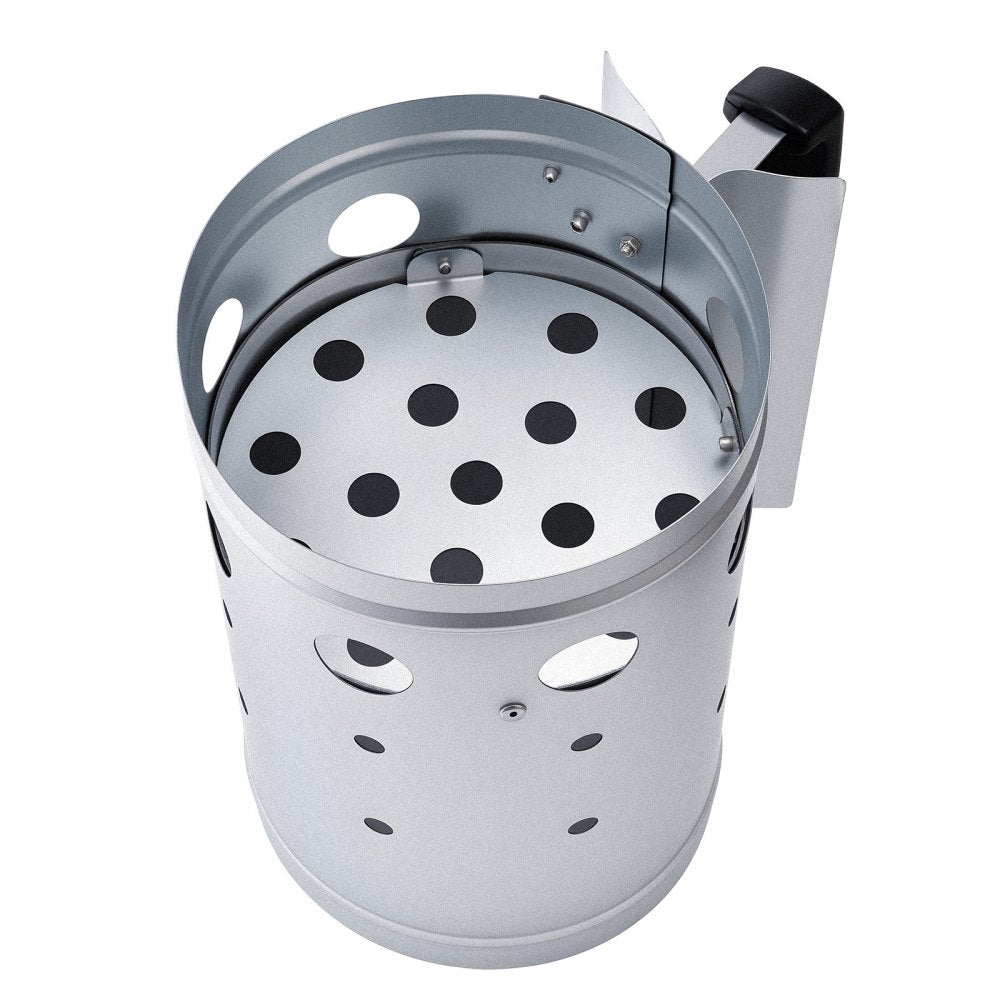 VEVOR Charcoal Chimney Starter, 4 lbs Large Capacity Coal Fireplace, Heavy Duty BBQ Steel Chimney Starter for Charcoal Grill and Barbecues, Compact On-the-Go Carbon Lighter and BBQ Grill Tool, Silver