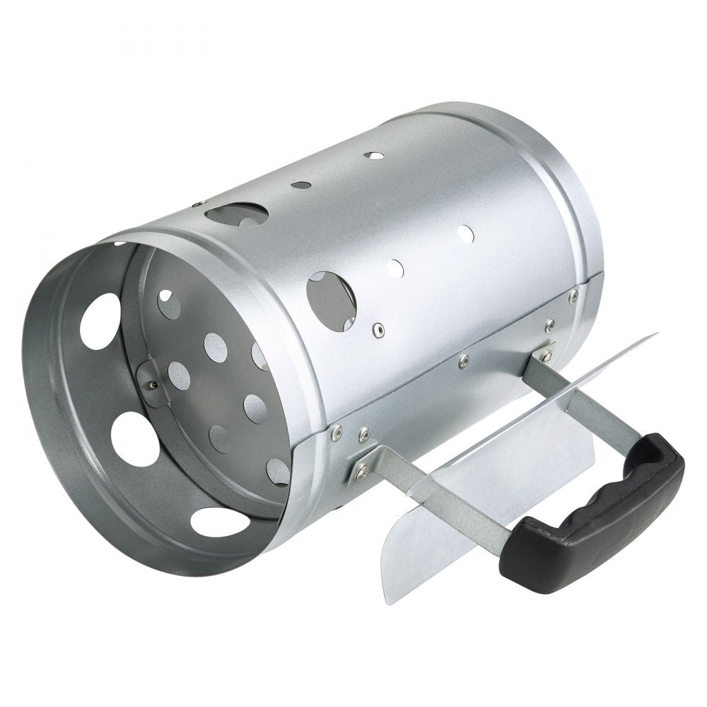 VEVOR Charcoal Chimney Starter, 4 lbs Large Capacity Coal Fireplace, Heavy Duty BBQ Steel Chimney Starter for Charcoal Grill and Barbecues, Compact On-the-Go Carbon Lighter and BBQ Grill Tool, Silver
