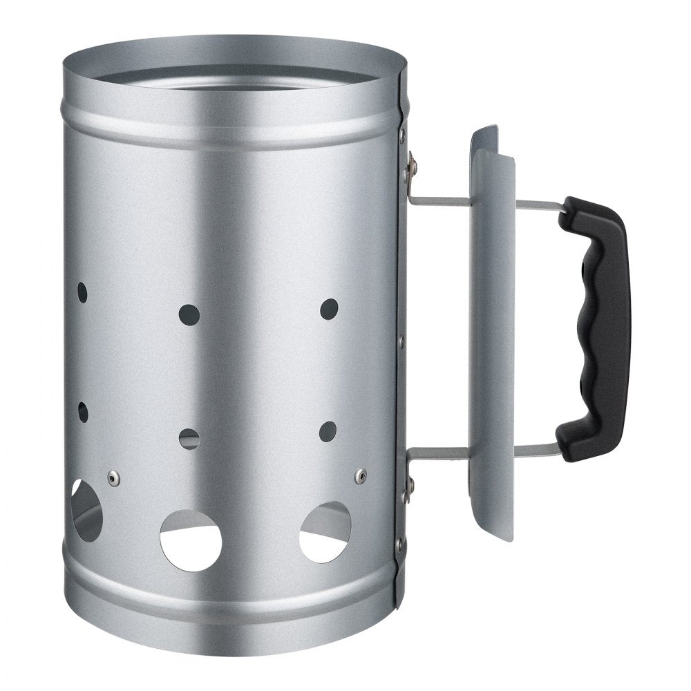 VEVOR Charcoal Chimney Starter, 4 lbs Large Capacity Coal Fireplace, Heavy Duty BBQ Steel Chimney Starter for Charcoal Grill and Barbecues, Compact On-the-Go Carbon Lighter and BBQ Grill Tool, Silver