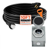 VEVOR 50 Amp Generator Cord and Power Inlet Box, 10FT, 125V/250V STW 6/3 + 8/1 AWG Extension Power Cord, NEMA 14-50P to SS2-50R, Twist Lock Connector, Inlet Box Kit, for Generator to House, ETL Listed