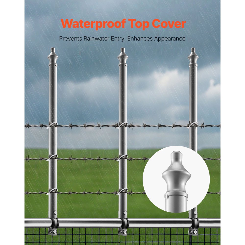 VEVOR Chain Link Fence Extensions, 18 Packs 27.4" Extension Height, Galvanized Post Extender for 1.3" to 1.5" Top of Fence, U Bracket, Barbed Wire Extend Arm for Privacy, Prevent Dogs Jumping Out