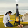 VEVOR Chiminea, 20 Inch Outdoor Wood Burning Firepit, Conical Fireplace for BBQ & Warming, Outside Wooden Fire Pit with Grill Mesh, Chimney Coat & Rustproof Chiminea Lid, for Patio, Garden, Backyard