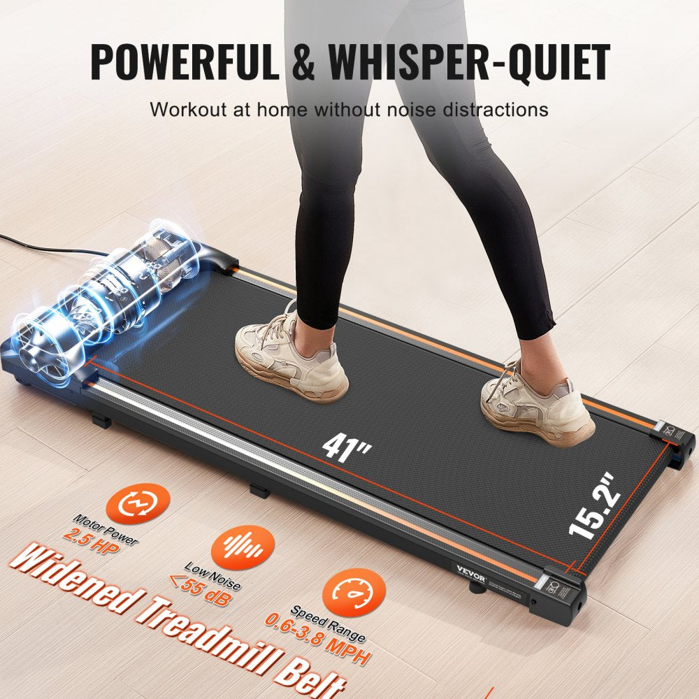 VEVOR Walking Pad, Under Desk Treadmill for Home Office, Working Walking Jogging Machine, 265 Lbs Capacity 2.5HP Portable Lightweight Walking Pad, with Remote Control and LED Display